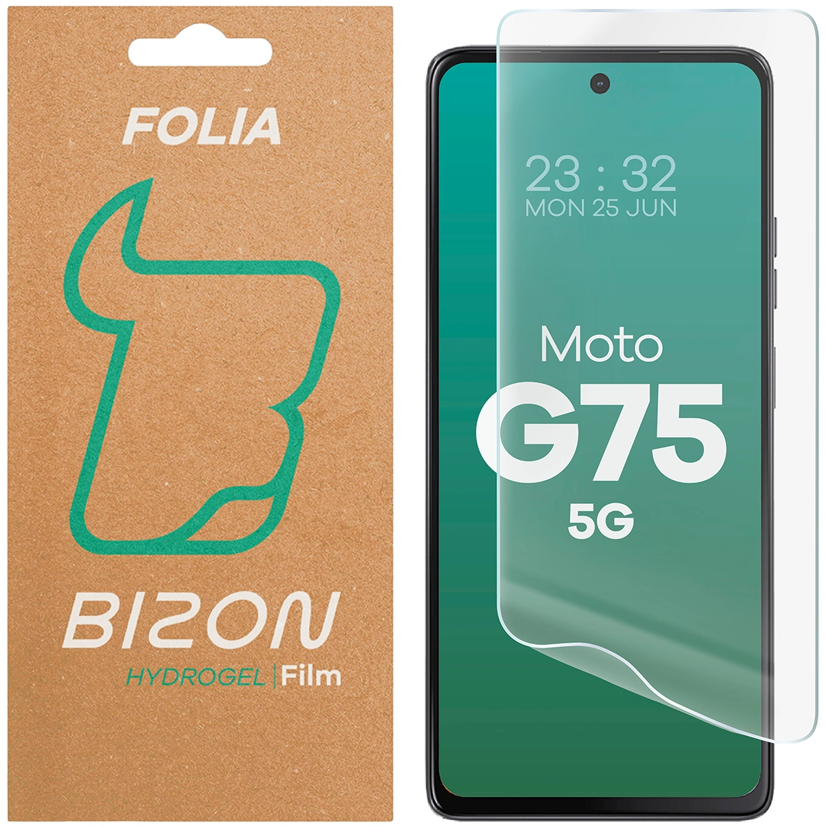 Pudełko i folia hydrożelowa na ekran Bizon Film Hydrogel Front do Motorola Moto G75 5G