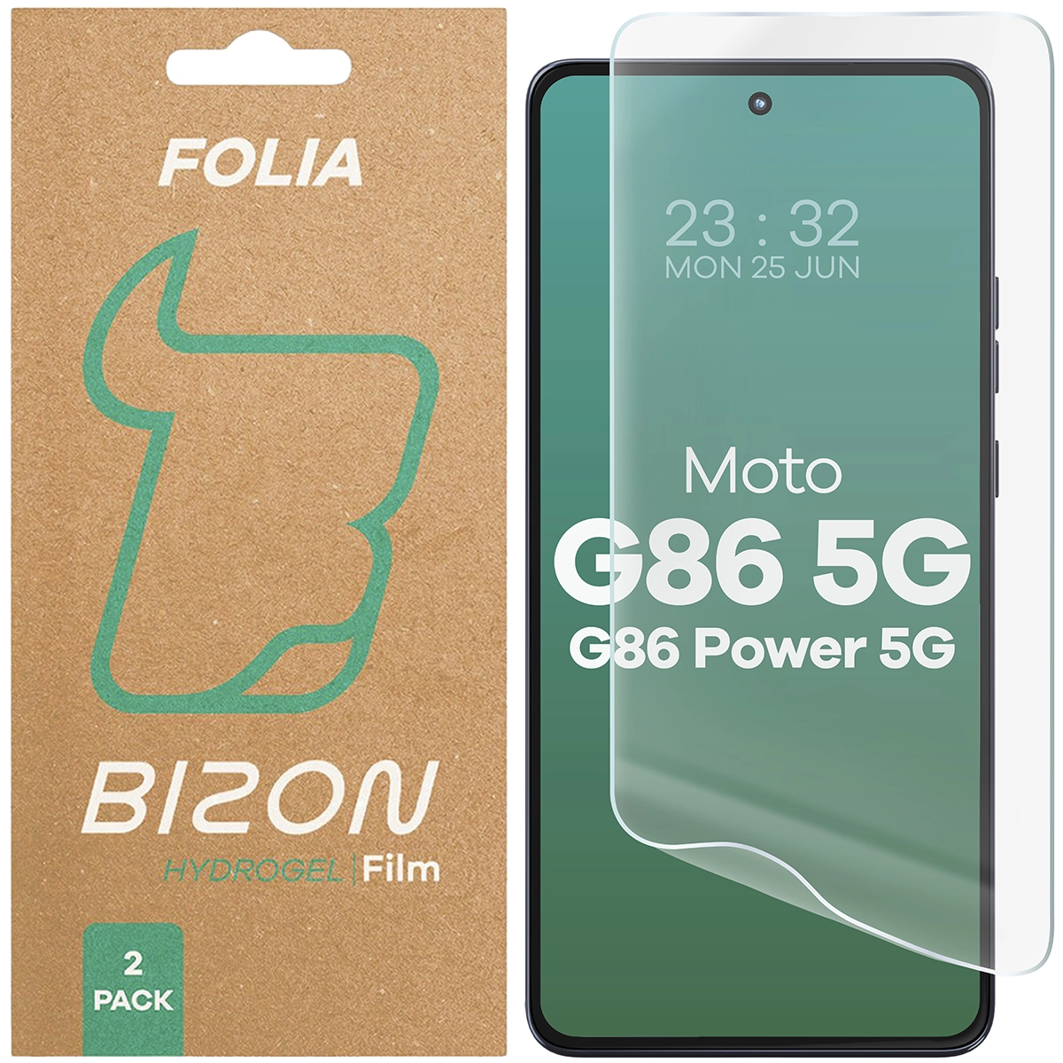 Pudełko i folia hydrożelowa na ekran Bizon Film Hydrogel Front Duo do Motorola Moto G86 5G / Motorola Moto G86 Power 5G