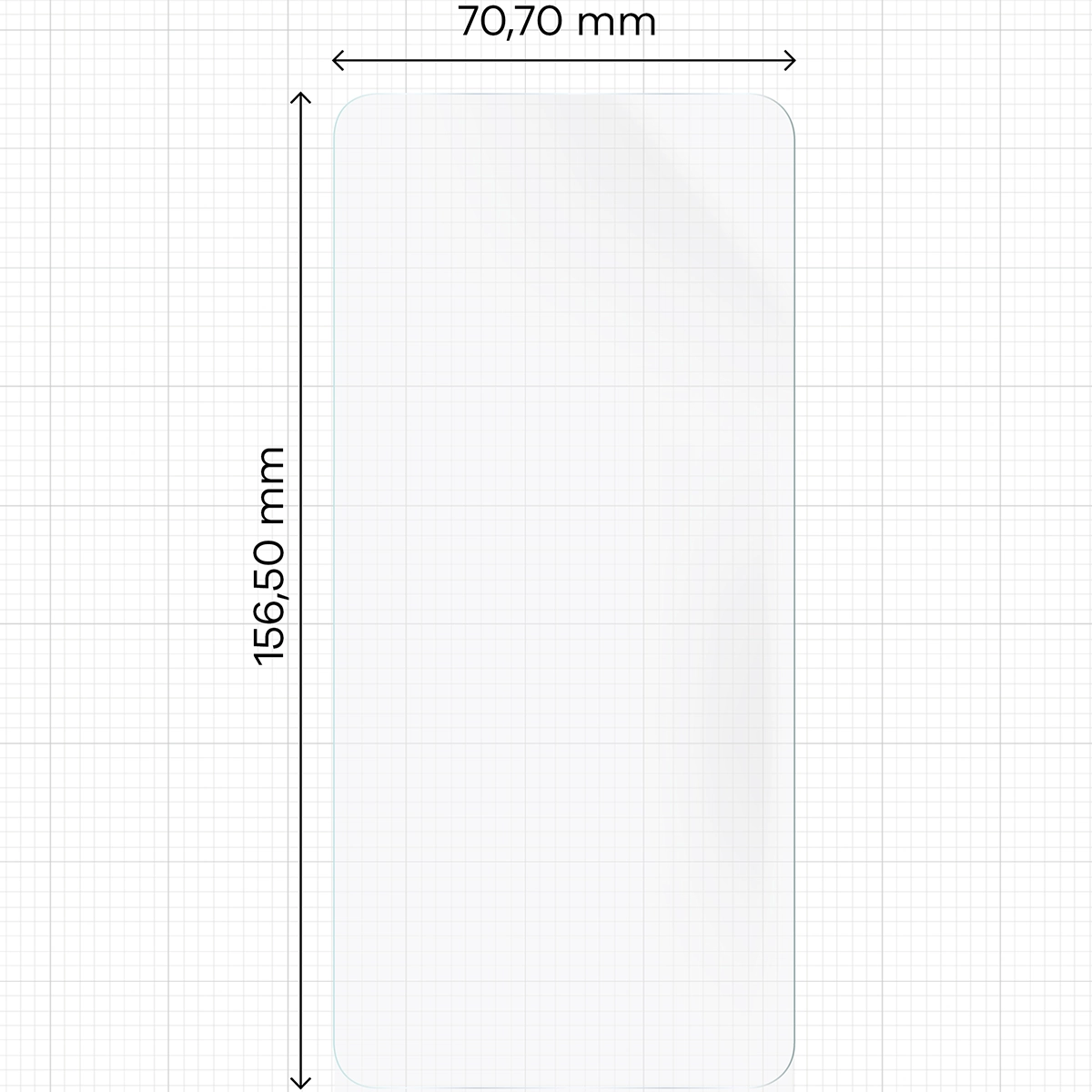 Miarka z wymiarami folii hydrożelowej Bizon Film Hydrogel Front Duo do Motorola Moto G86 5G / Motorola Moto G86 Power 5G