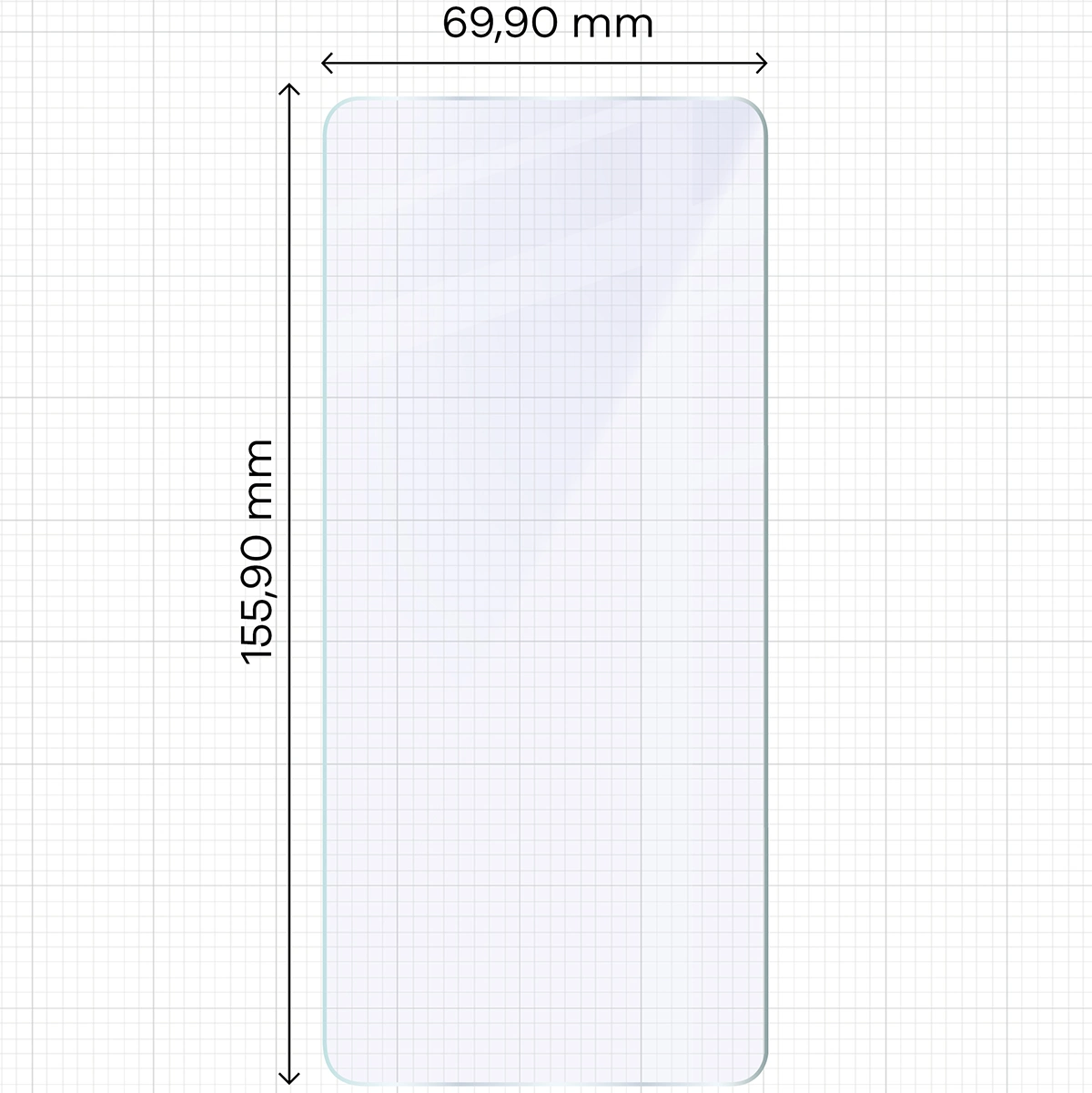 Miarka z wymiarami szkła hybrydowego Bizon Hybrid Mule Duo do Motorola Moto G86 5G
