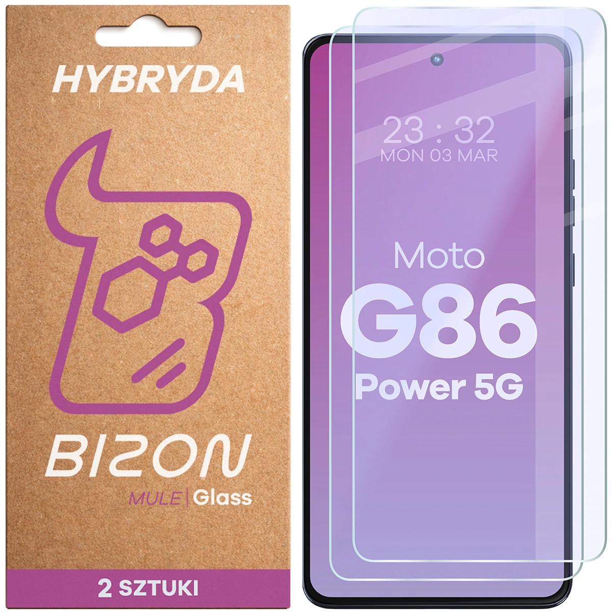 Elastyczne szkło hybrydowe Bizon Hybrid Mule Duo do Motorola Moto G86 Power 5G, 2 sztuki