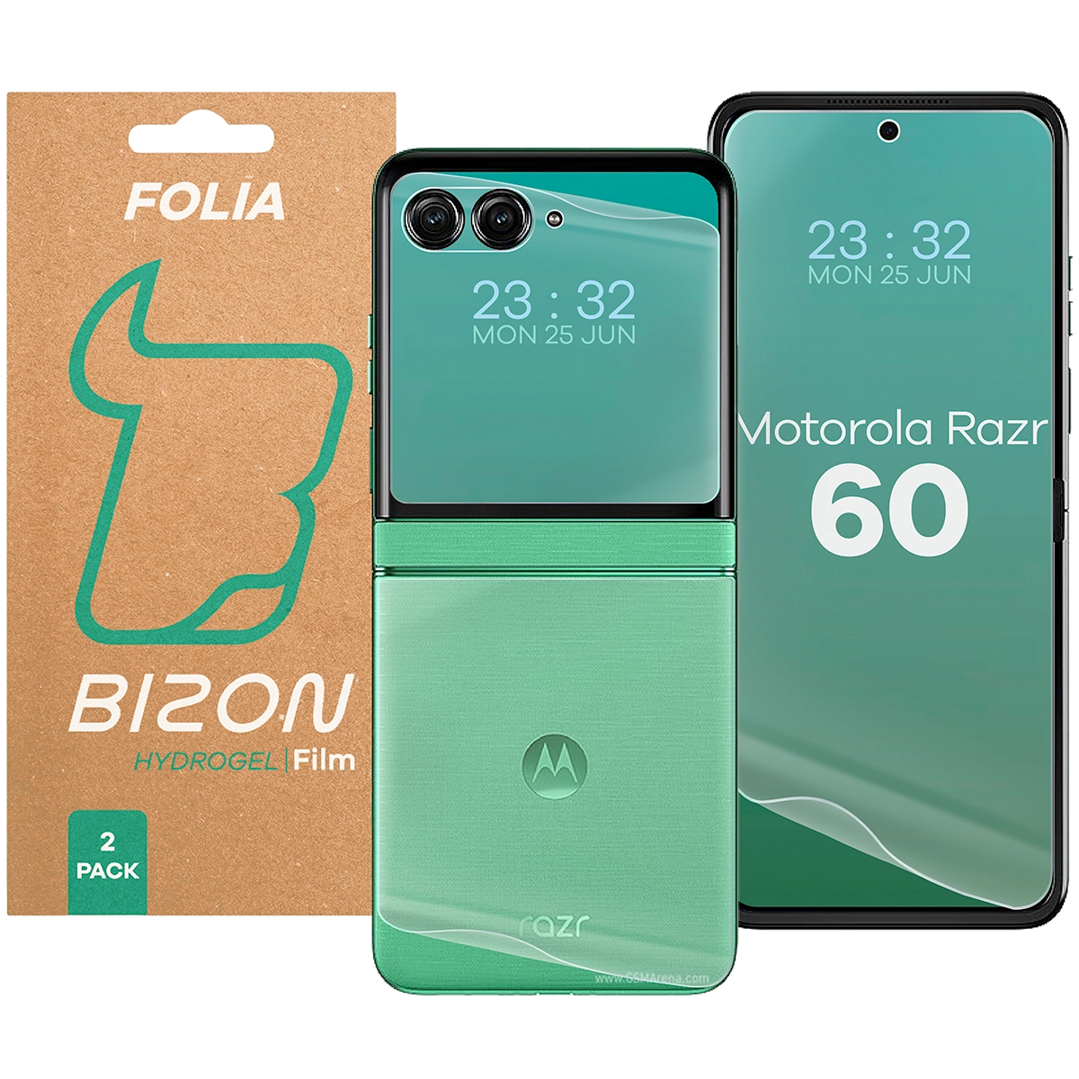 Zestaw folii hydrożelowych na plecki i wyświetlacz telefonu Bizon Film Hydrogel Set do Motorola Razr 60, 2 sztuki
