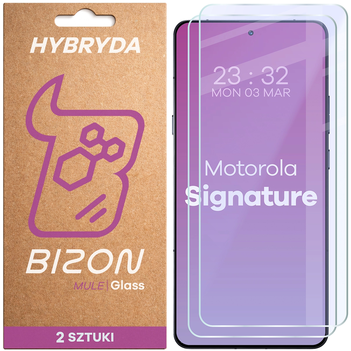 Elastyczne szkło hybrydowe Bizon Hybrid Mule Duo do Motorola Signature, 2 sztuki