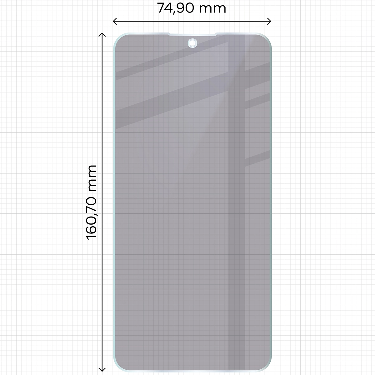 Wymiary szkła Bizon Hybrid Shadow do Nothing Phone (3a) Lite