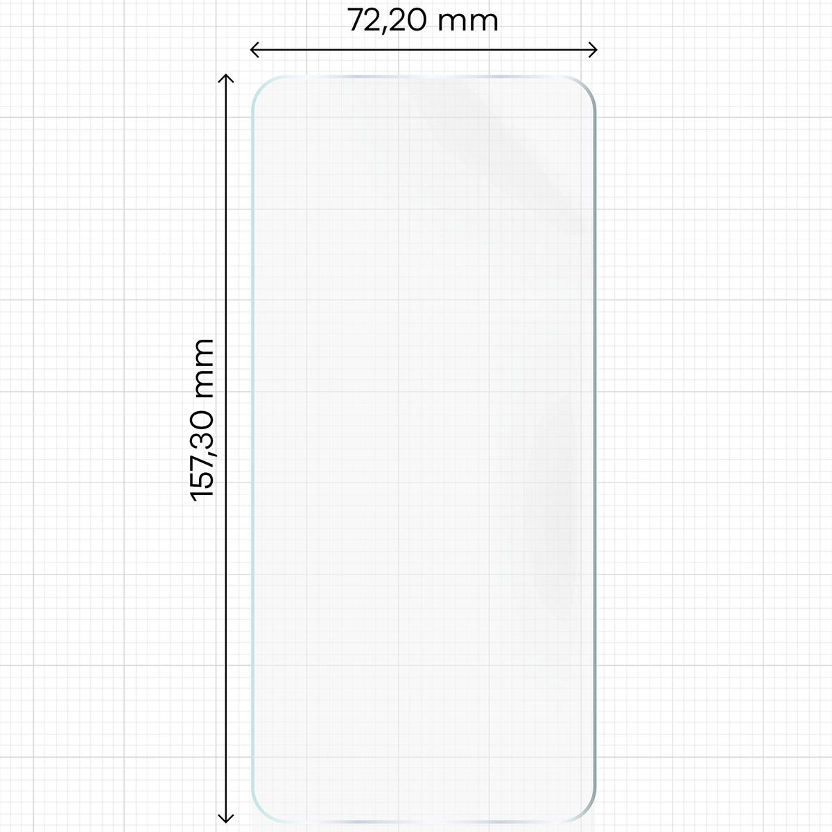 Miarka z wymiarami folii hydrożelowej Bizon Film Hydrogel Front do Nothing Phone (3a) / (3a) Pro / (3a) Lite / CMF Phone 2 Pro