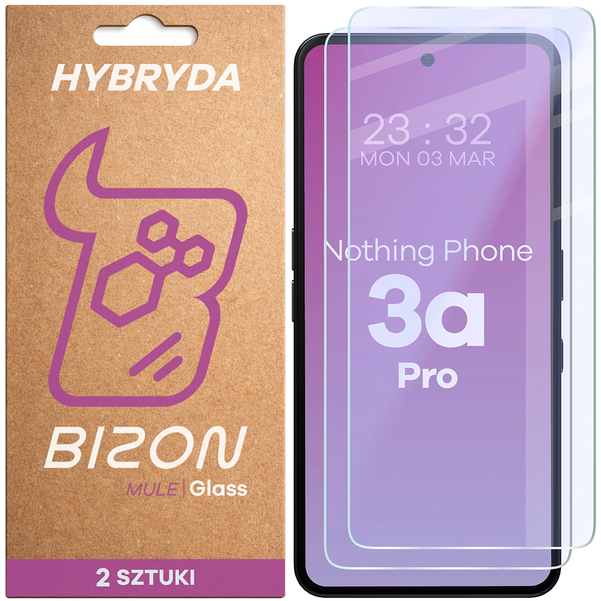 Elastyczne szkło hybrydowe Bizon Hybrid Mule Duo do Nothing Phone (3a) Pro, 2 sztuki