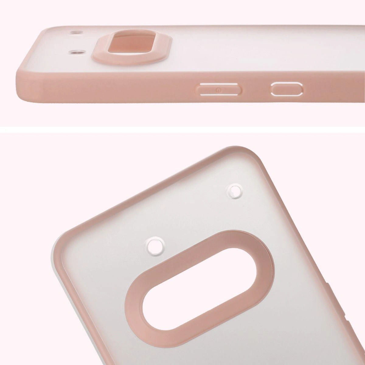 Pełne wycięcie i podwyższone krawędzie aparatu w etui Bizon Case Angelo do Nothing Phone (3a)