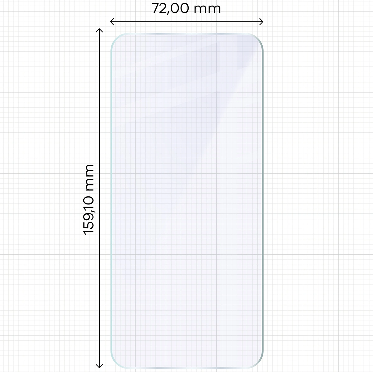 Miarka z wymiarami szkła hybrydowego Bizon Hybrid Mule do OnePlus 15R