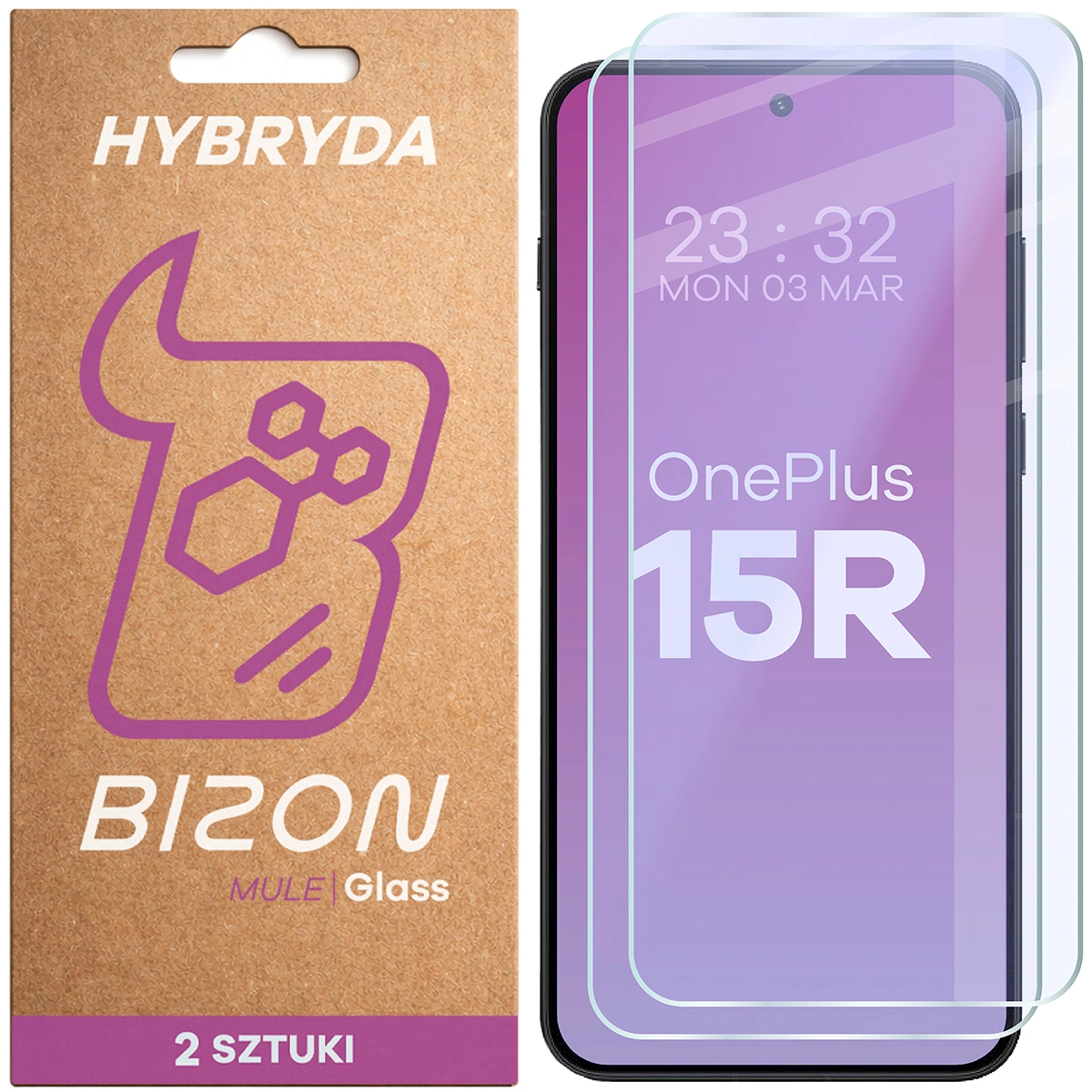 Elastyczne szkło hybrydowe Bizon Hybrid Mule Duo do OnePlus 15R, 2 sztuki