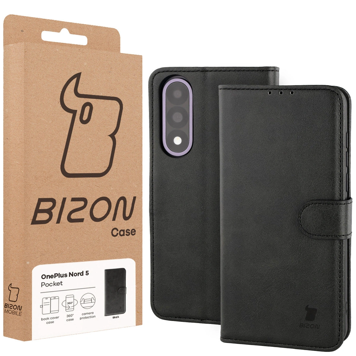 Przód pudełka Bizon Case z dedykowaną etykietą do OnePlus Nord 5