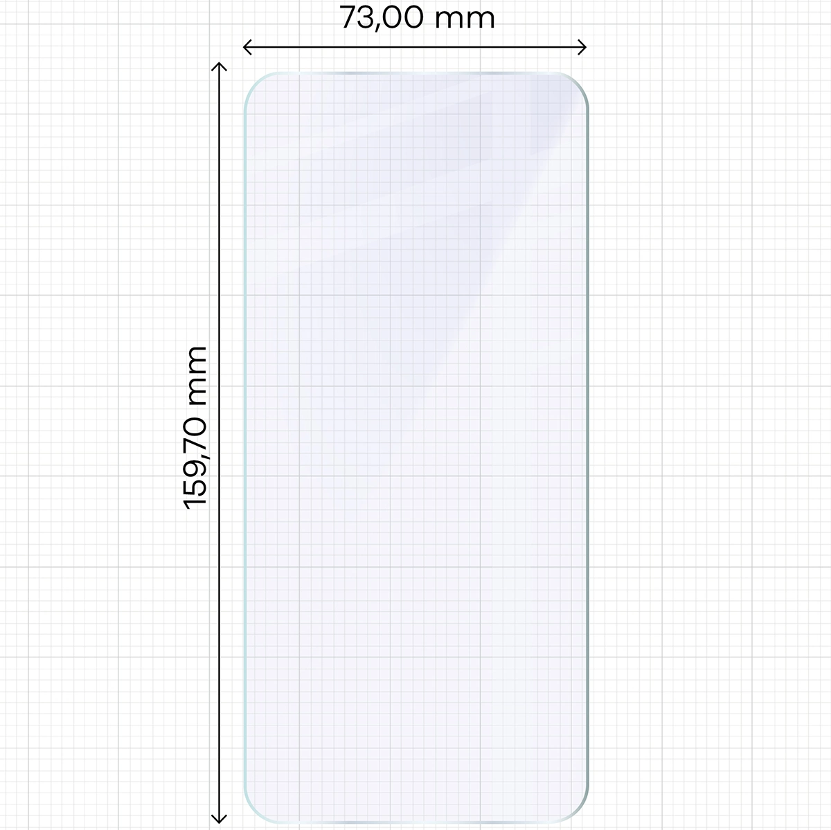 Miarka z wymiarami szkła hybrydowego Bizon Hybrid Mule do OnePlus Nord 5
