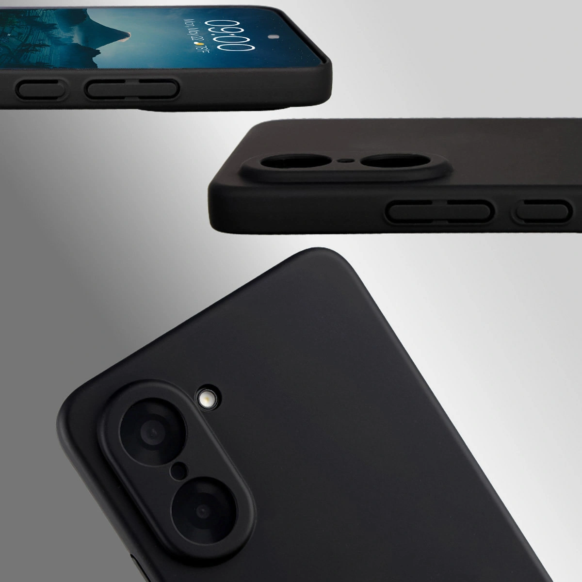 Dedykowane wycięcia i podwyższone krawędzie aparatu i ekranu w etui Bizon Case Łupka do OnePlus Nord CE5 5G