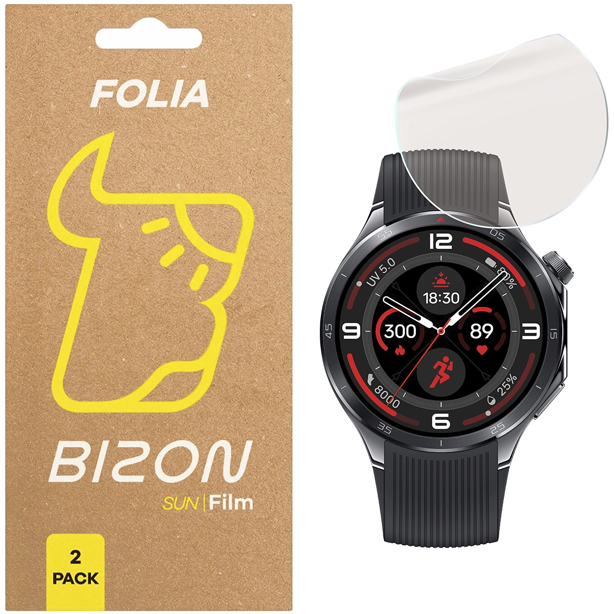 Folia matowa na ekran Bizon Watch Film Sun Duo do OnePlus Watch 3, 2 sztuki