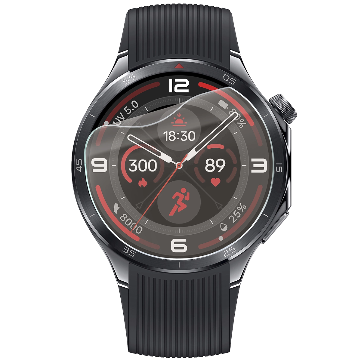 Smartwatch z nałożoną folią ochronną Bizon Watch Film Sun Duo do OnePlus Watch 3