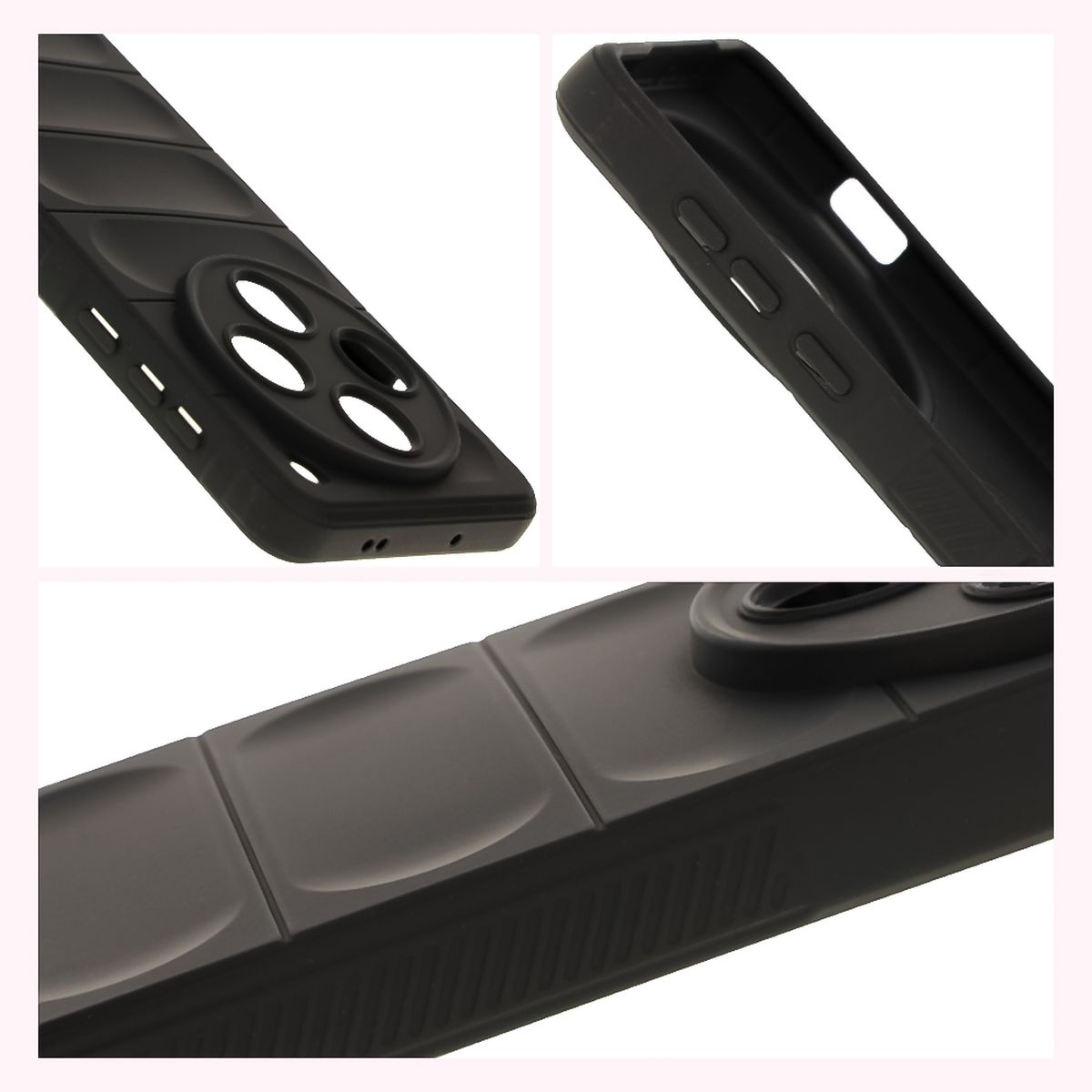 Teksturowane boki i podwyższone krawędzie ekranu i aparatu w etui Bizon Case Tur