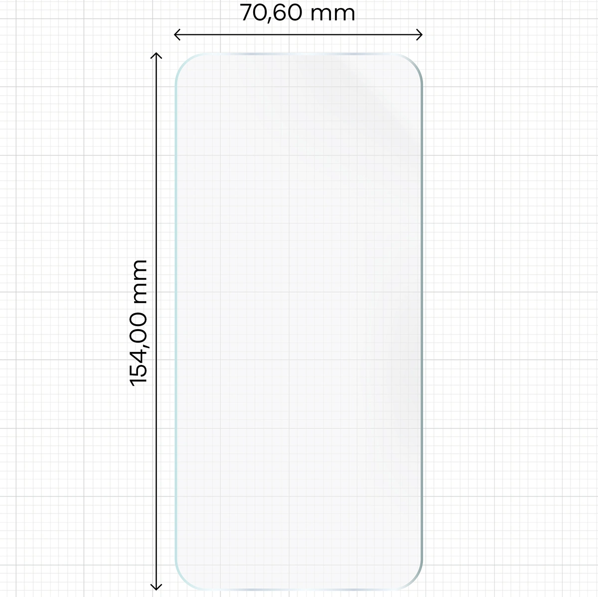 Miarka z wymiarami folii hydrożelowej Bizon Film Hydrogel Front do Oppo Find X9