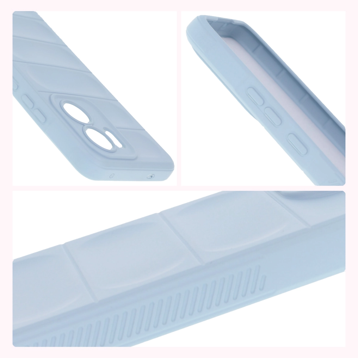 Teksturowane boki i podwyższone krawędzie ekranu i aparatu w etui Bizon Case Tur