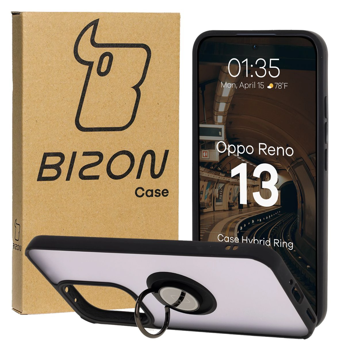 Etui z uchwytem na palec Bizon Case Hybrid Ring do Oppo Reno13