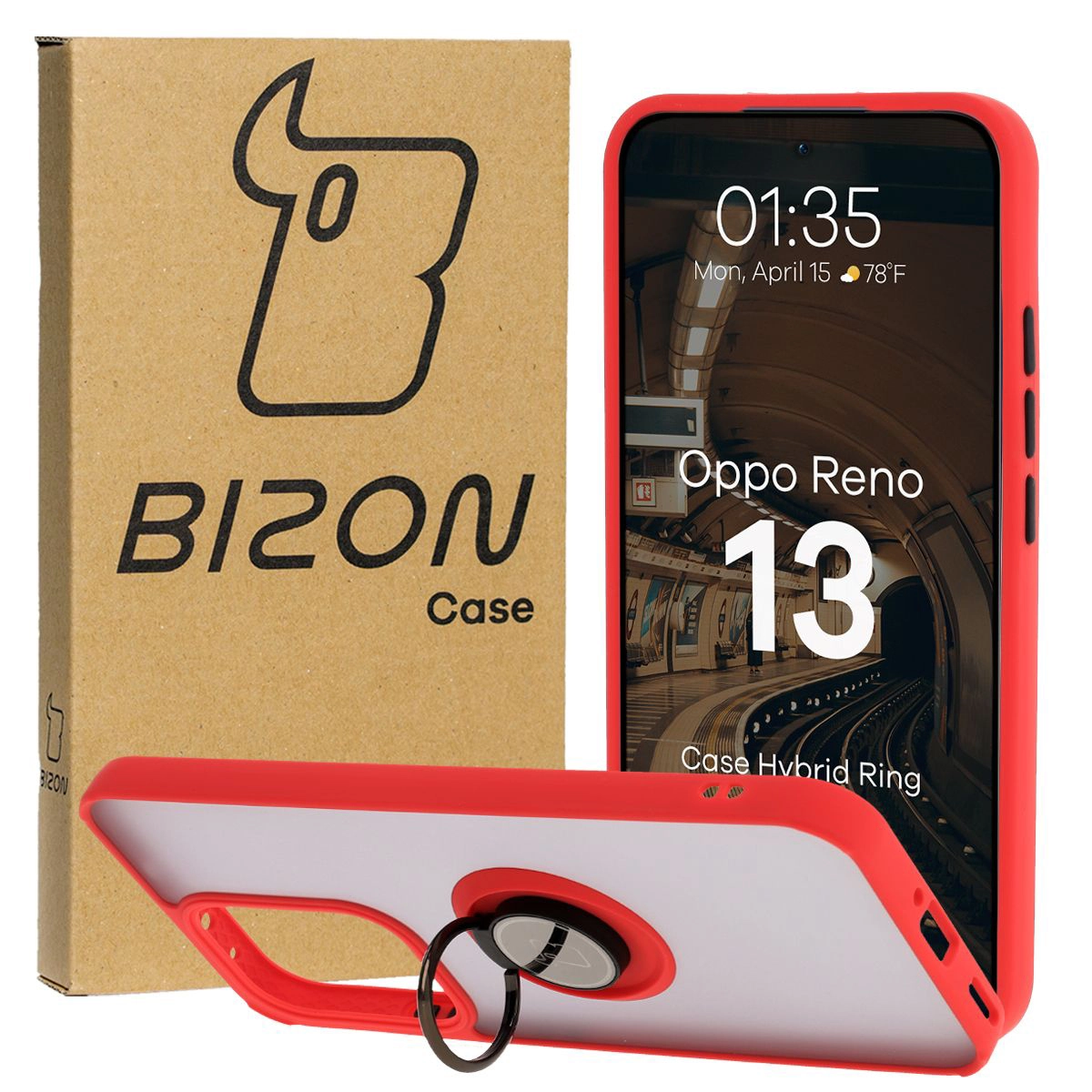 Etui z uchwytem na palec Bizon Case Hybrid Ring do Oppo Reno13