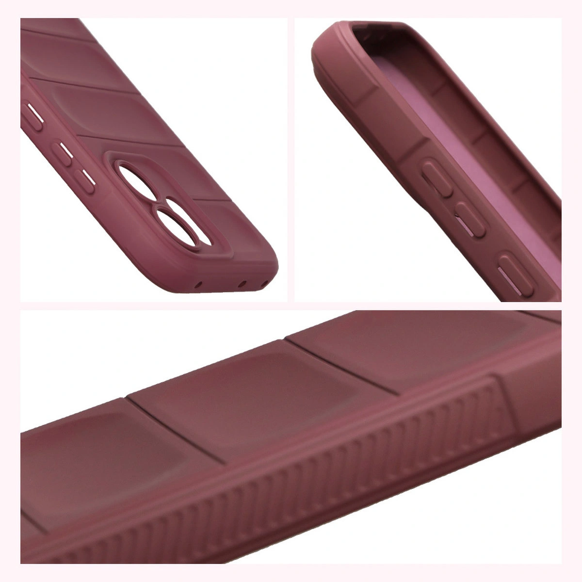Teksturowane boki i podwyższone krawędzie ekranu i aparatu w etui Bizon Case Tur do Oppo Reno 14 F / Oppo Reno 14 FS