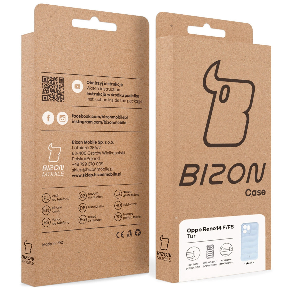 Kraftowe pudełko Bizon Case z dedykowaną etykietą do Oppo Reno 14 F / Oppo Reno 14 FS