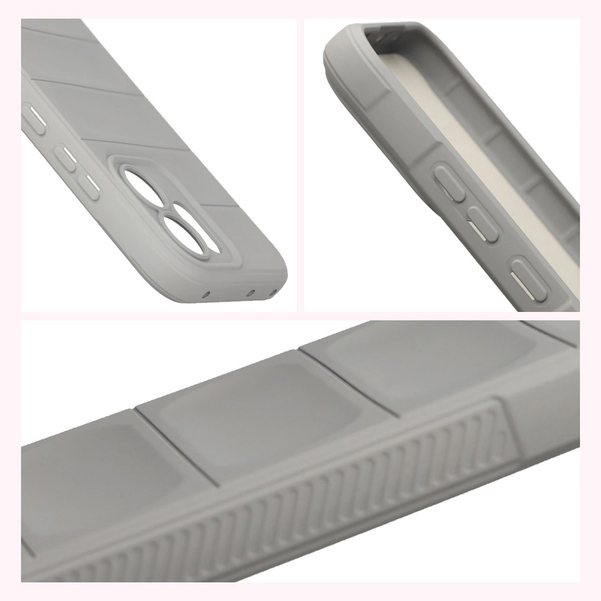 Teksturowane boki i podwyższone krawędzie ekranu i aparatu w etui Bizon Case Tur do Oppo Reno 14 F / Oppo Reno 14 FS