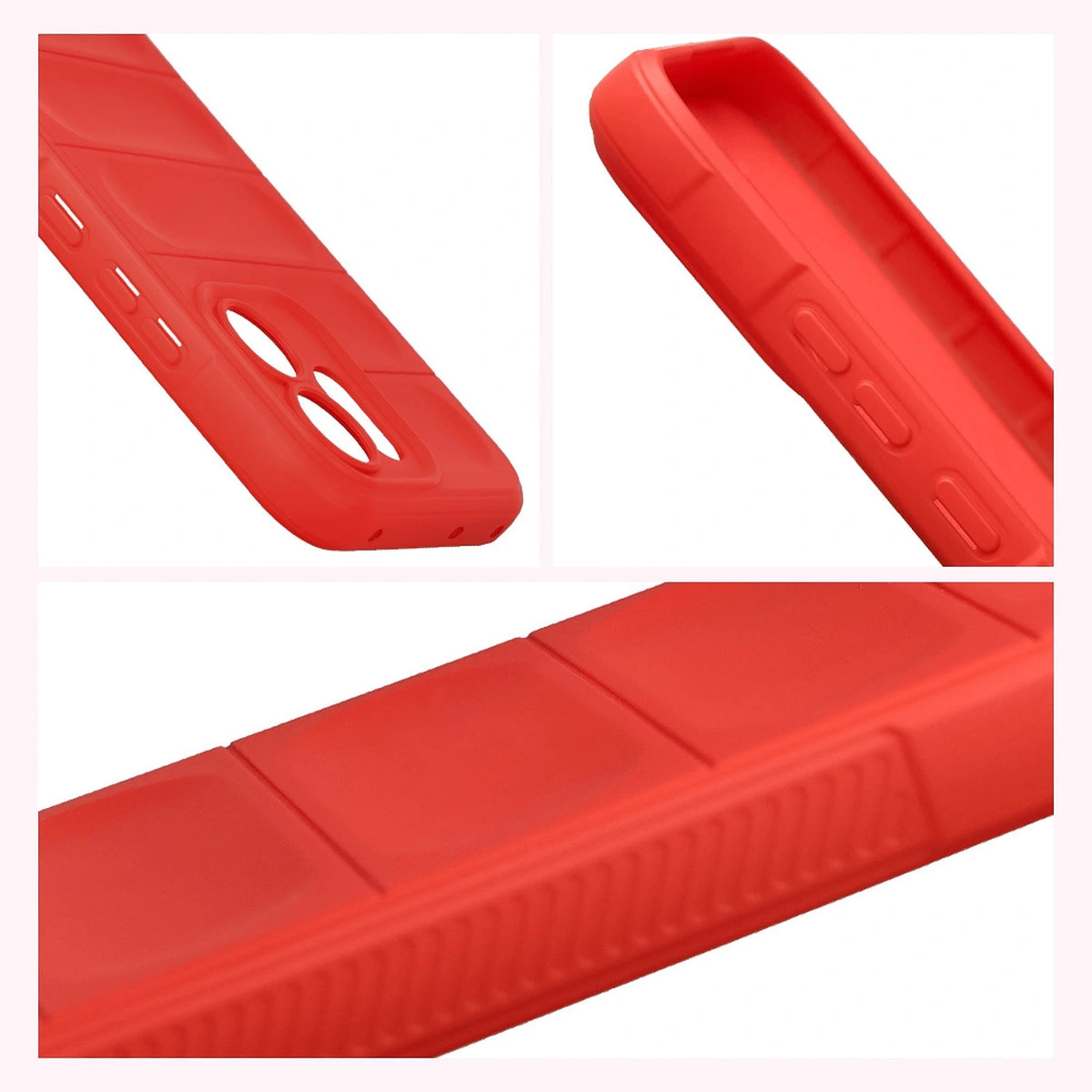 Teksturowane boki i podwyższone krawędzie ekranu i aparatu w etui Bizon Case Tur do Oppo Reno 14 F / Oppo Reno 14 FS