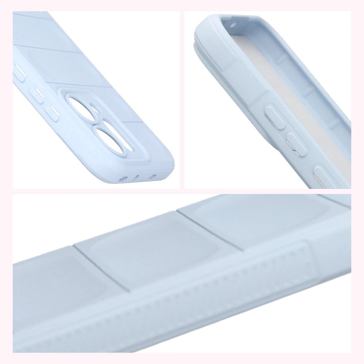 Teksturowane boki i podwyższone krawędzie ekranu i aparatu w etui Bizon Case Tur do Oppo Reno 14