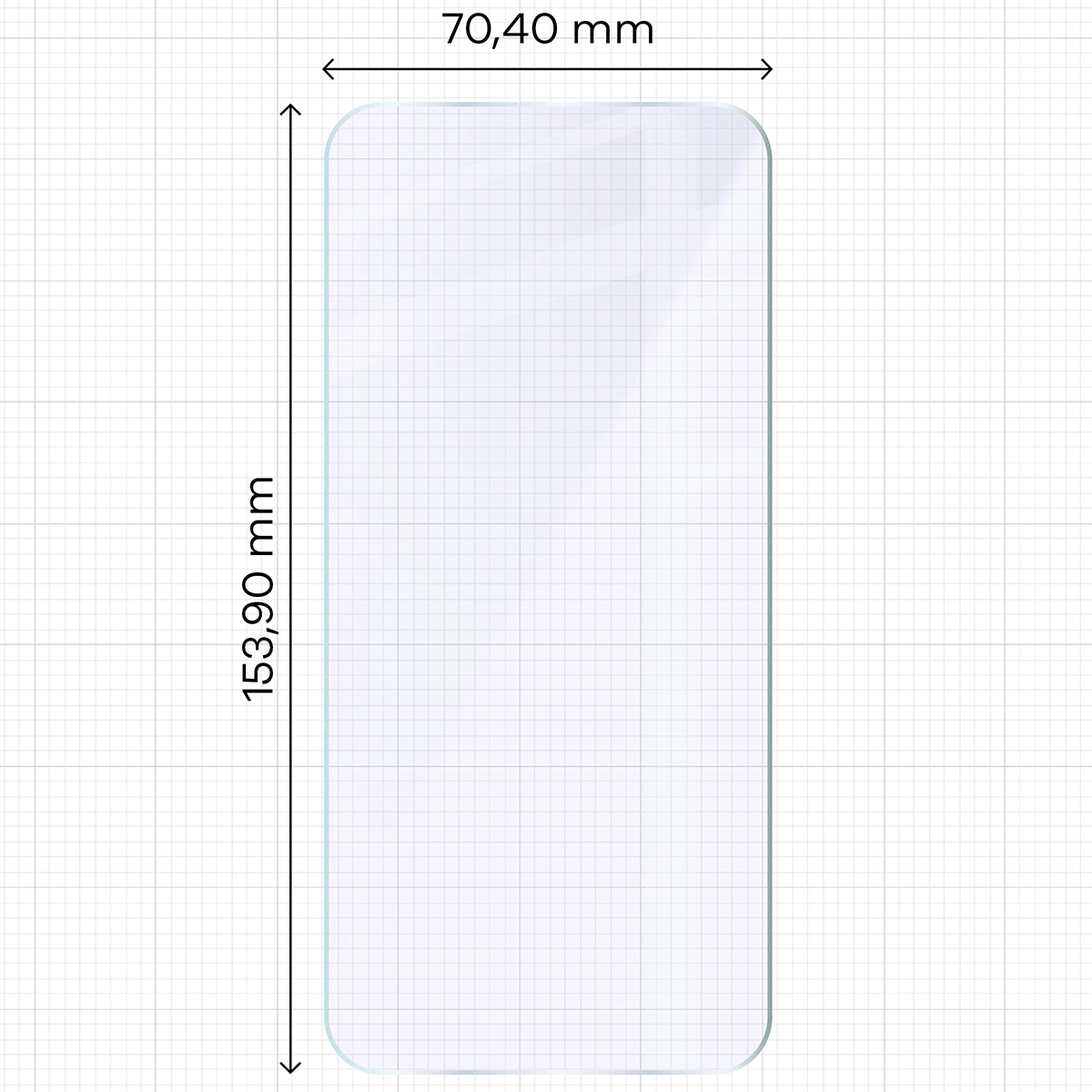 Miarka z wymiarami szkła hybrydowego Bizon Hybrid Mule Duo do Oppo Reno 15 F