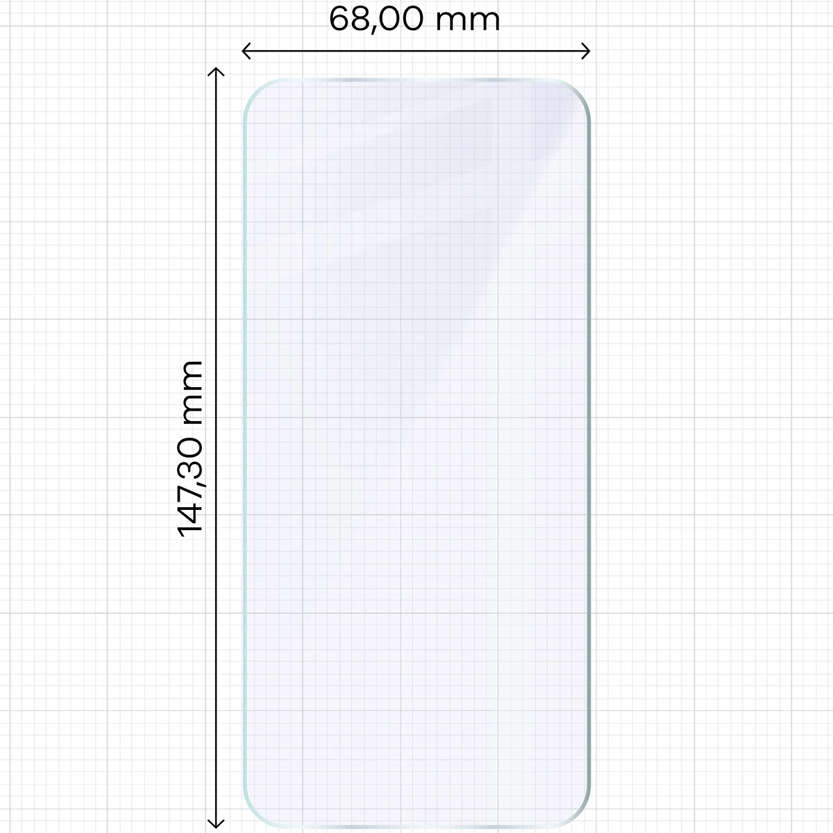 Miarka z wymiarami szkła hybrydowego Bizon Hybrid Mule do Oppo Reno 15 Pro