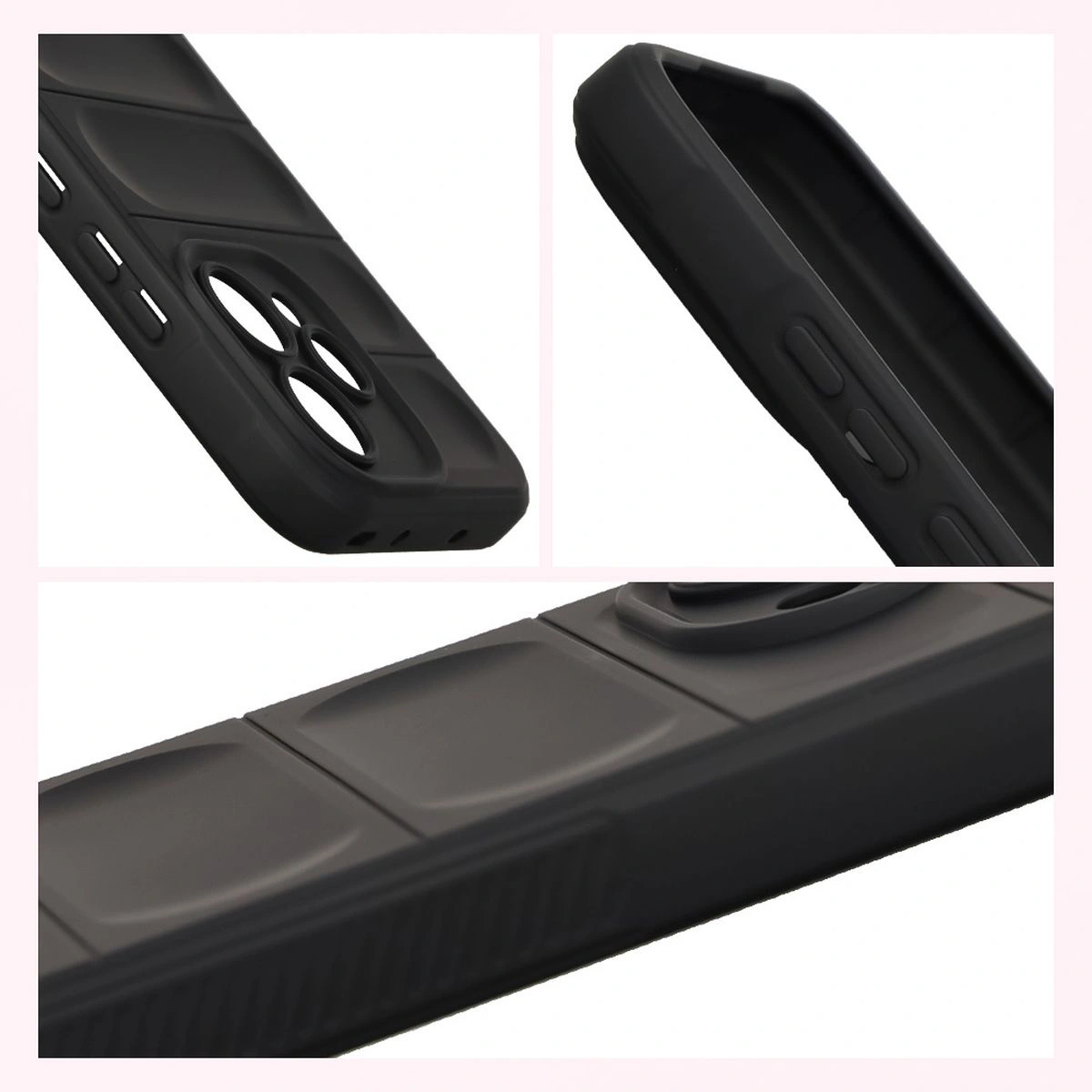 Teksturowane boki i podwyższone krawędzie ekranu i aparatu w etui Bizon Case Tur do Oppo Reno 15