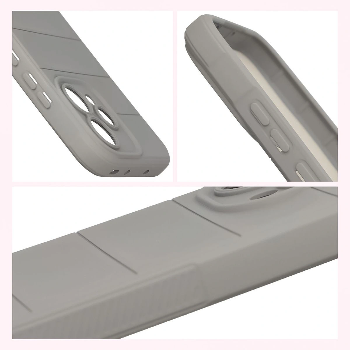Teksturowane boki i podwyższone krawędzie ekranu i aparatu w etui Bizon Case Tur do Oppo Reno 15