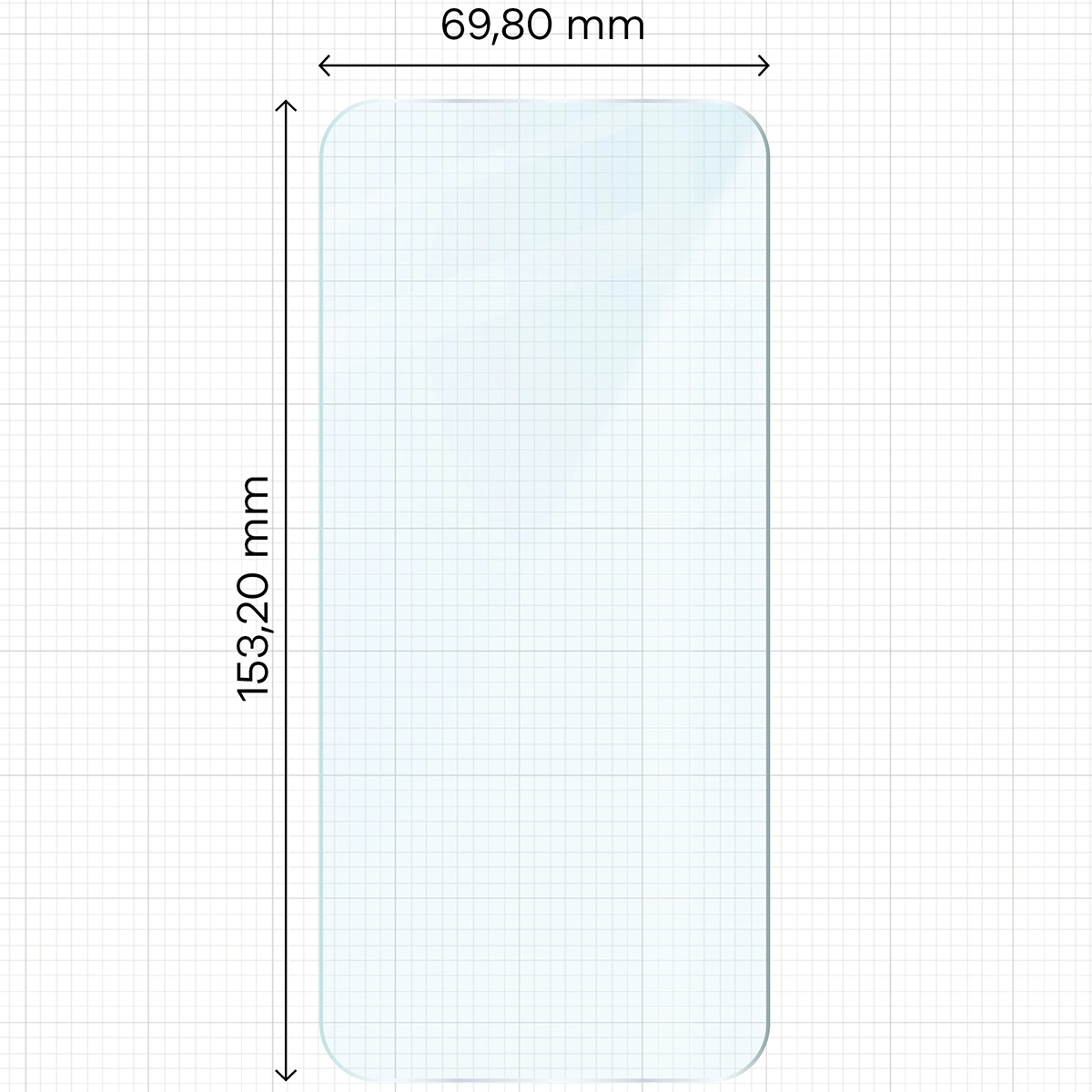 Miarka z wymiarami szkła hartowanego Bizon Glass Clear Duo do Oppo Reno 15 / Oppo Reno 15 F / Oppo Reno 15 FS / Oppo A6 Pro 5G