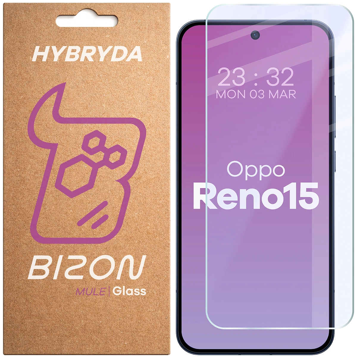 Szkło hybrydowe na ekran Bizon Hybrid Mule do Oppo Reno 15
