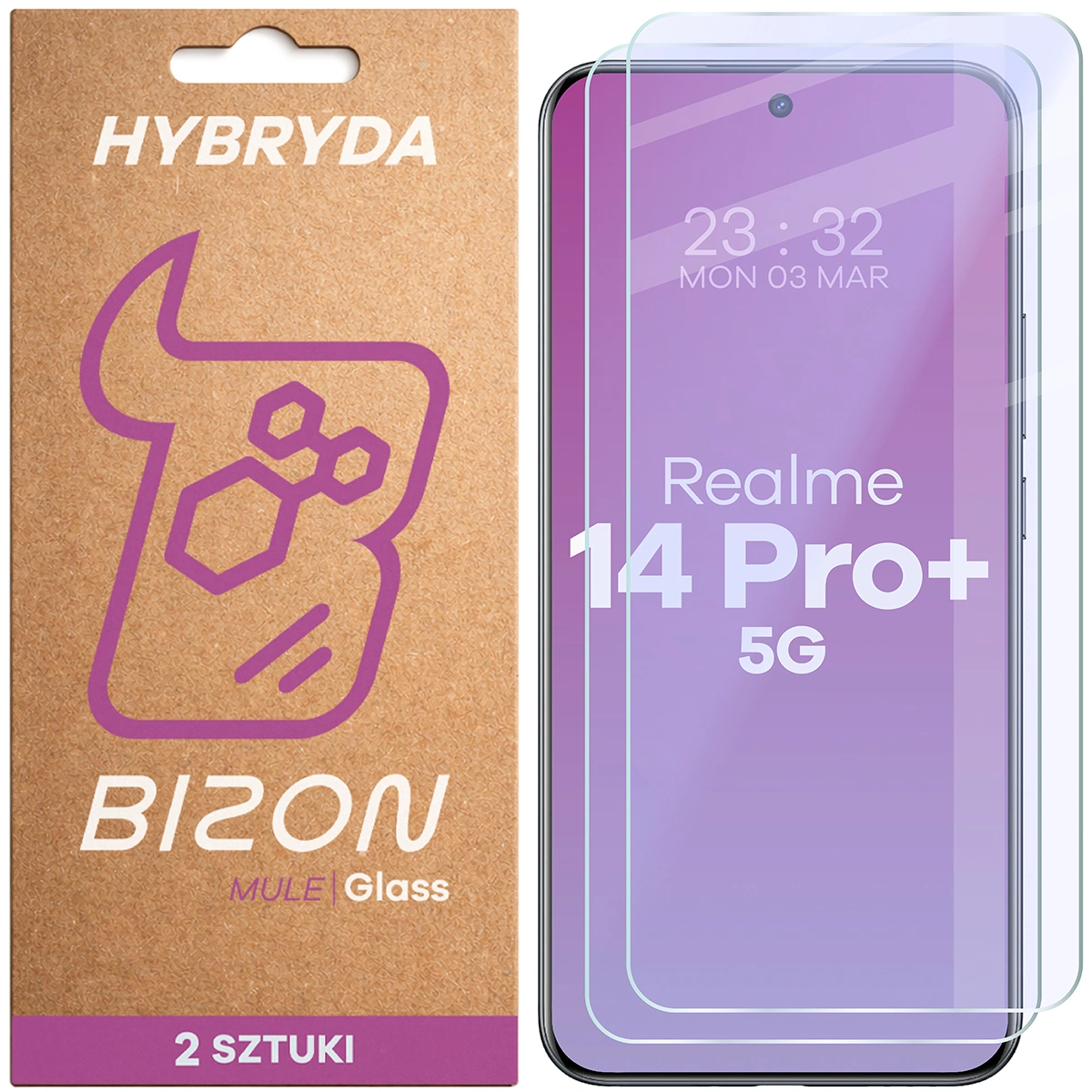 Elastyczne szkło hybrydowe Bizon Hybrid Mule Duo do Realme 14 Pro Plus 5G, 2 sztuki
