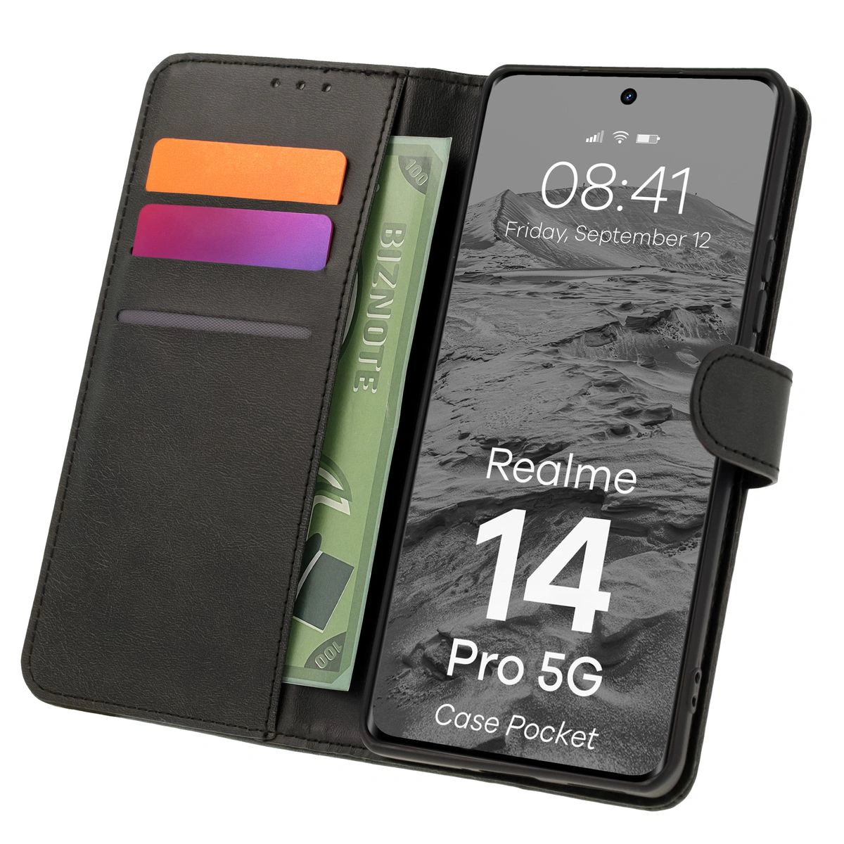 Etui z klapką z miejscem na karty Bizon Case Pocket do Realme 14 Pro 5G