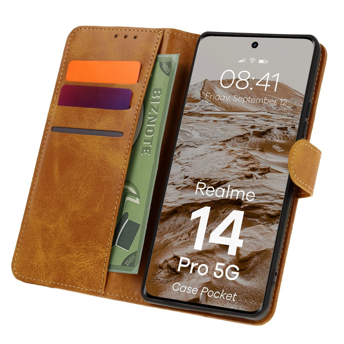 Etui z klapką z miejscem na karty Bizon Case Pocket do Realme 14 Pro 5G