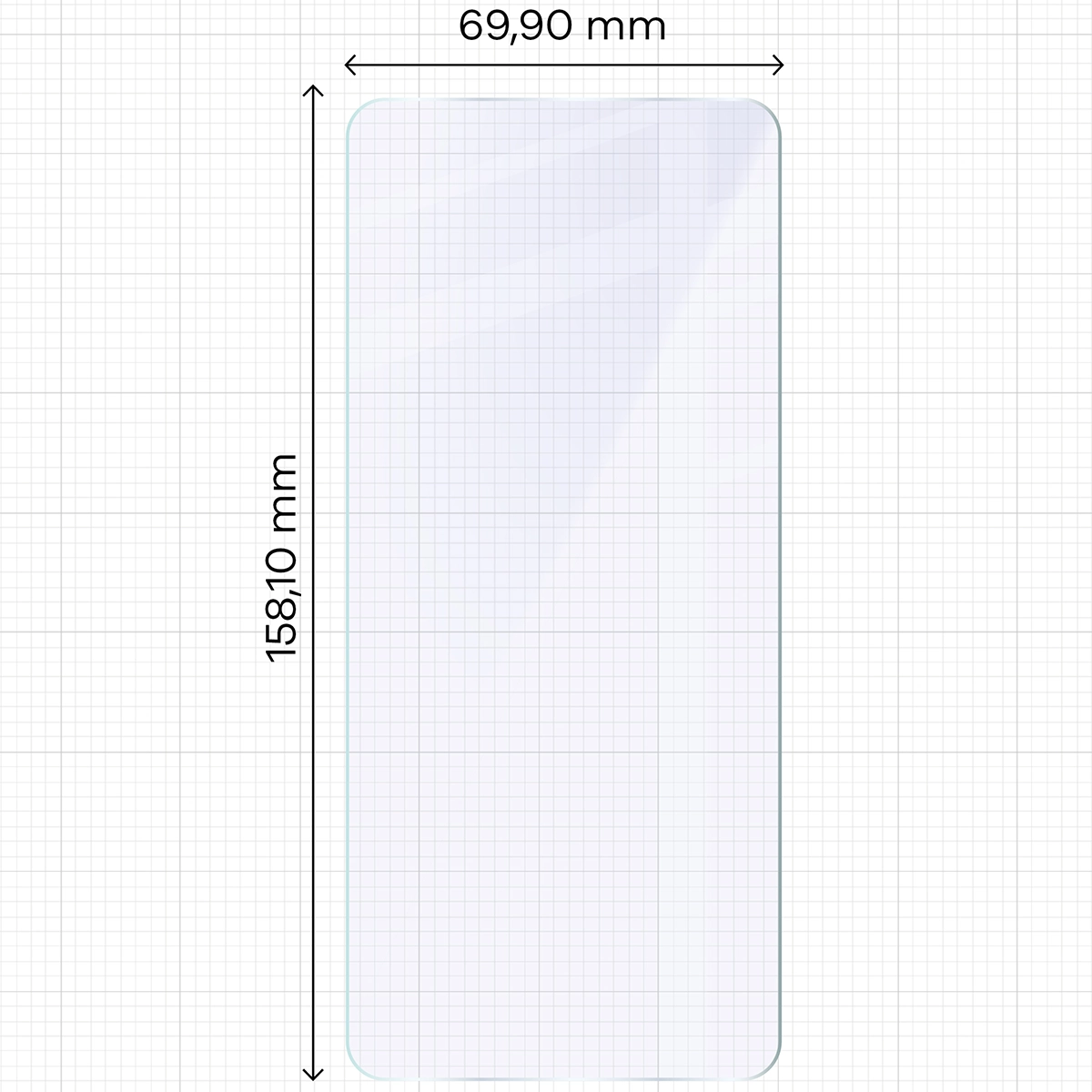 Miarka z wymiarami szkła hybrydowego Bizon Hybrid Mule Duo do Realme 14T 5G