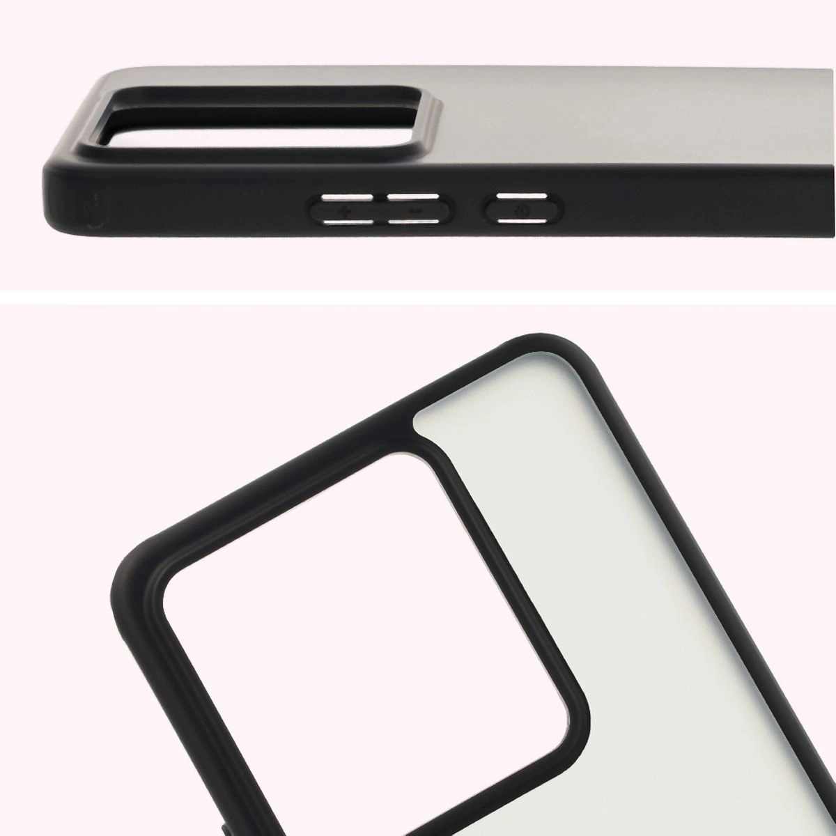 Pełne wycięcie i podwyższone krawędzie aparatu w etui Bizon Case Angelo do Realme GT 7 / Realme GT 7T