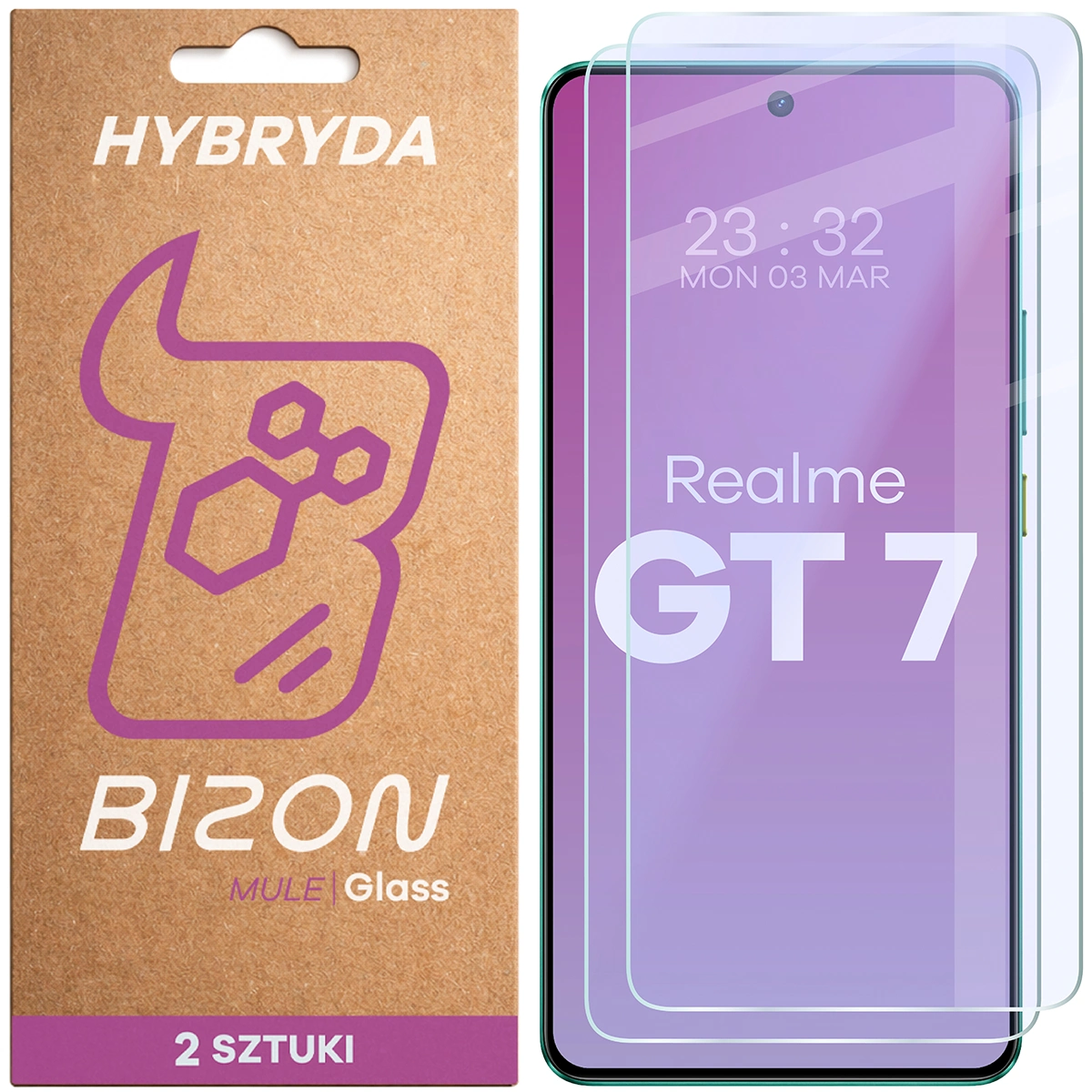 Elastyczne szkło hybrydowe Bizon Hybrid Mule Duo do Realme GT 7, 2 sztuki