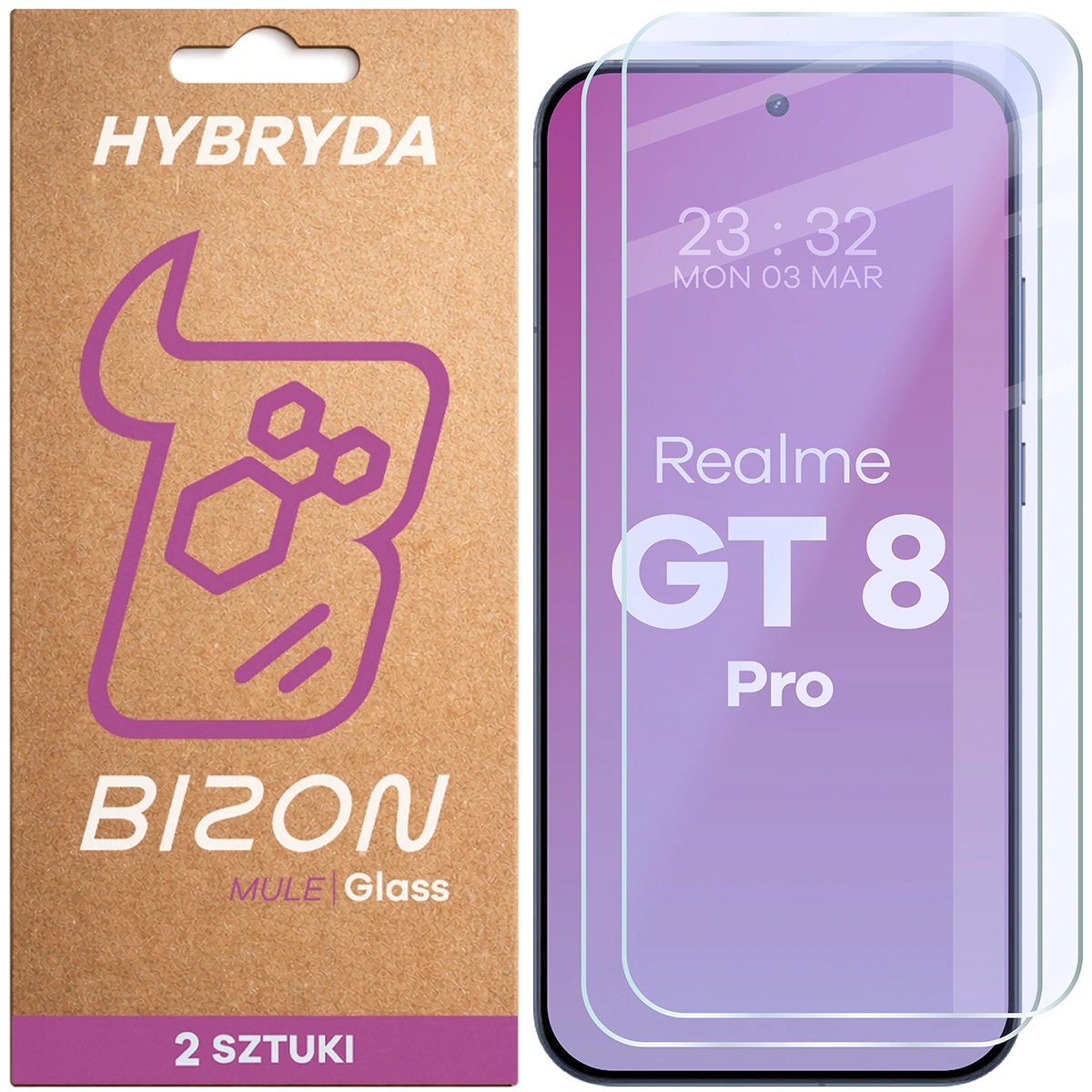 Elastyczne szkło hybrydowe Bizon Hybrid Mule Duo do Realme GT 8 Pro, 2 sztuki