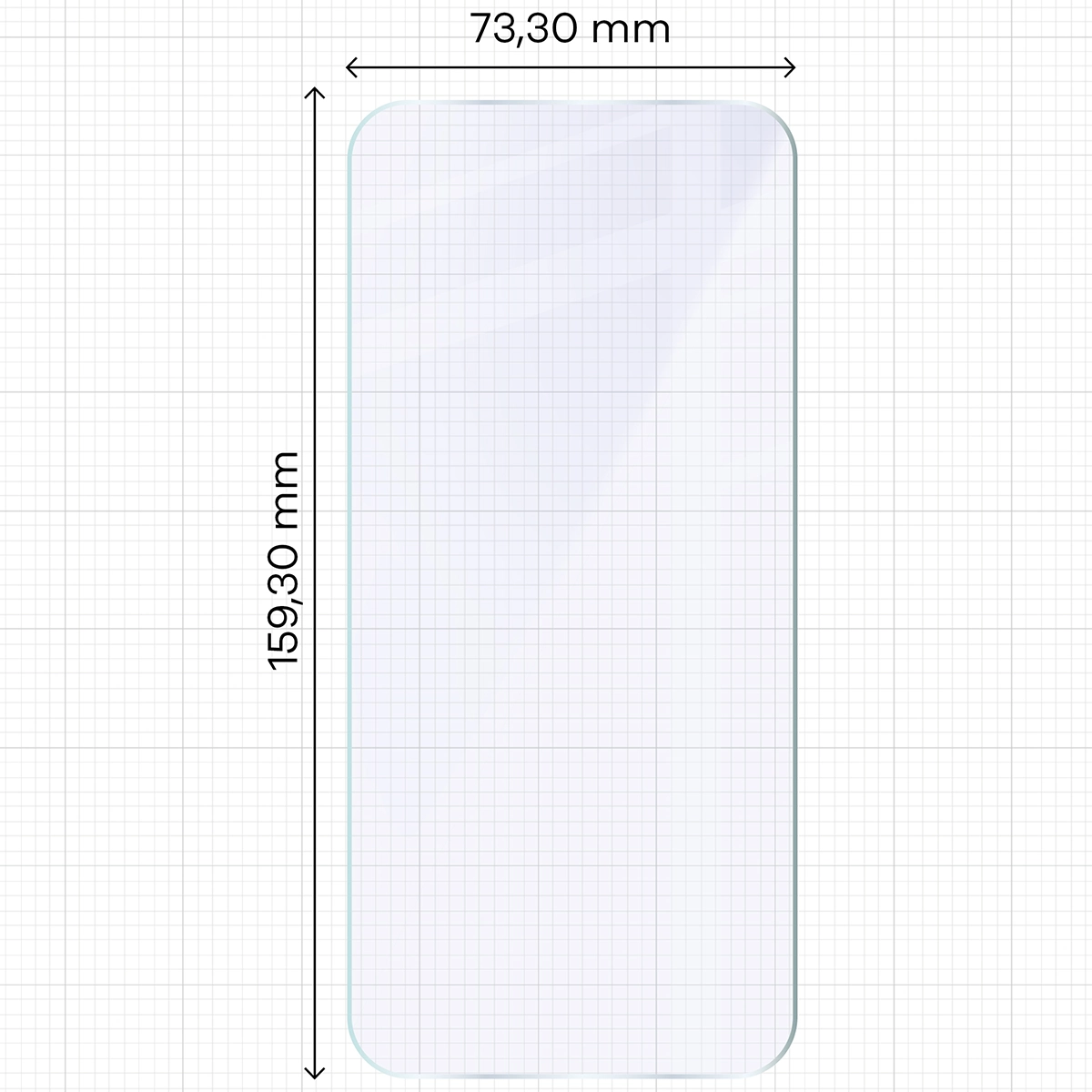 Miarka z wymiarami szkła hybrydowego Bizon Hybrid Mule Duo do Realme GT 8 Pro