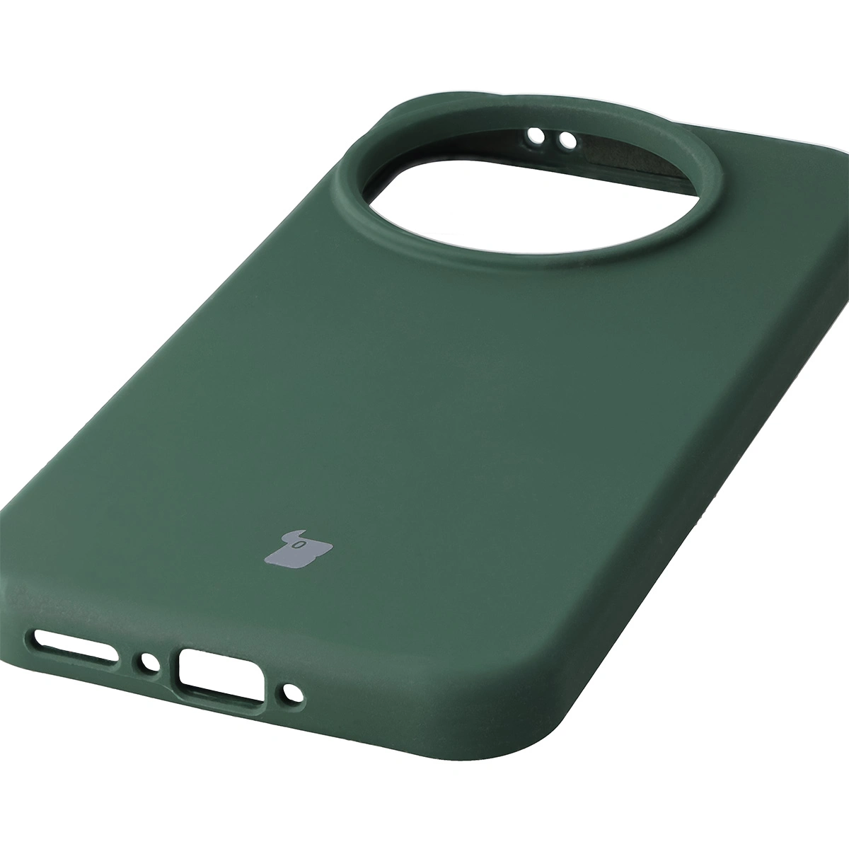Zbliżenie na precyzyjne wycięcia i możliwość ładowania indukcyjnego w etui Bizon Soft Case do Realme GT 8 Pro