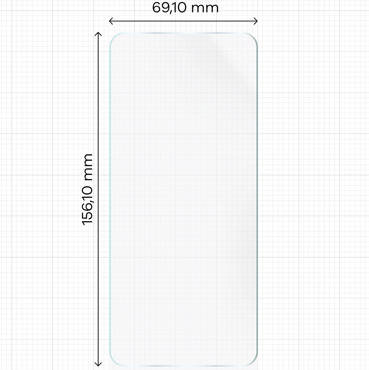 Miarka z wymiarami folii hydrożelowej Bizon Film Hydrogel Front do Realme GT2 / GT Neo 2 / GT Neo 3T