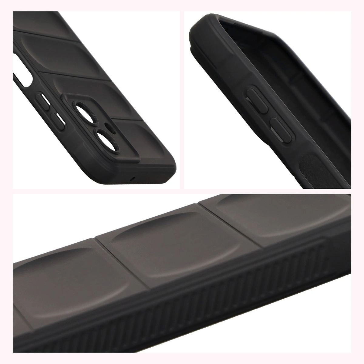 Teksturowane boki i podwyższone krawędzie ekranu i aparatu w etui Bizon Case Tur do Samsung Galaxy A07 4G
