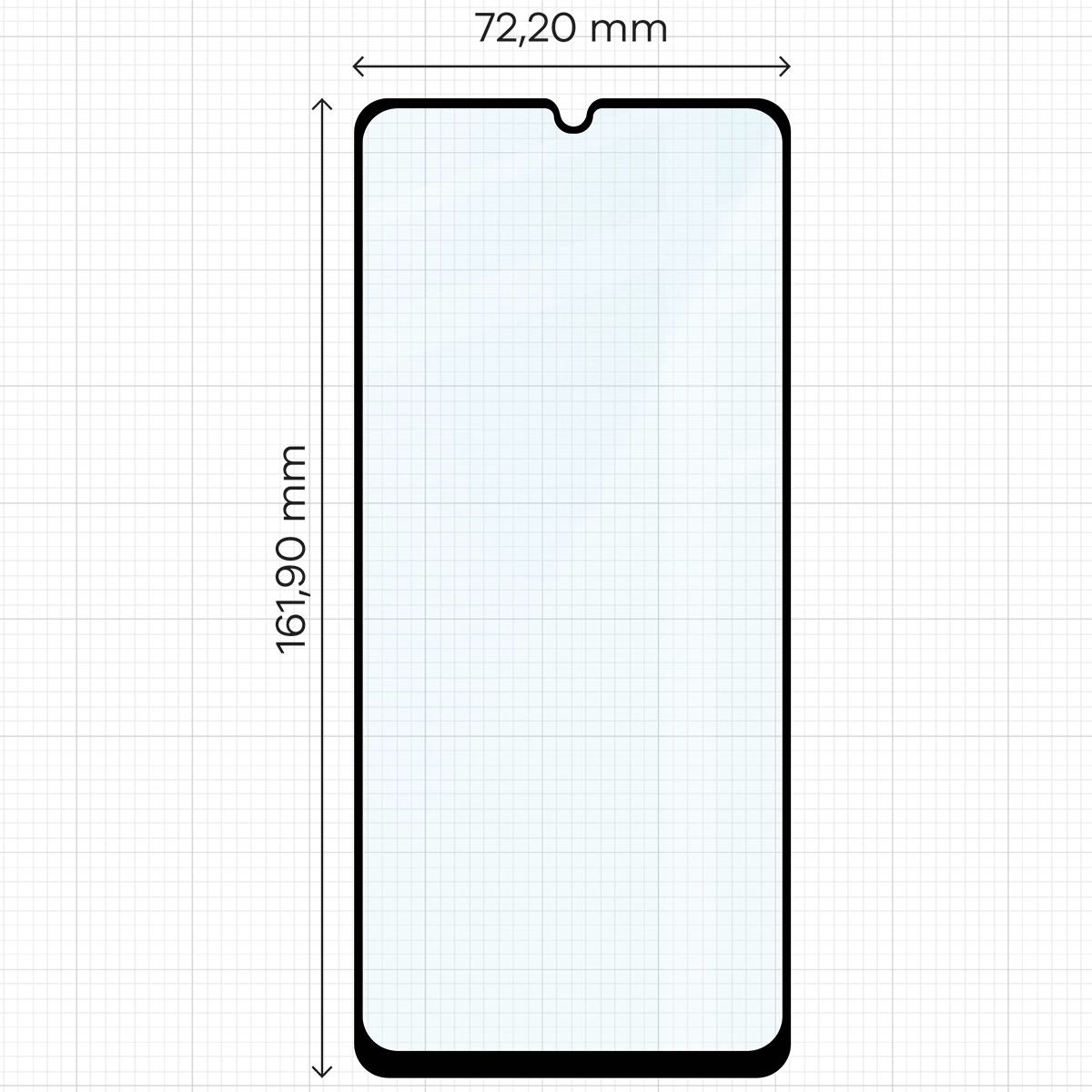 Wymiary szkła Bizon Glass Edge do Samsung Galaxy A07 4G / 5G
