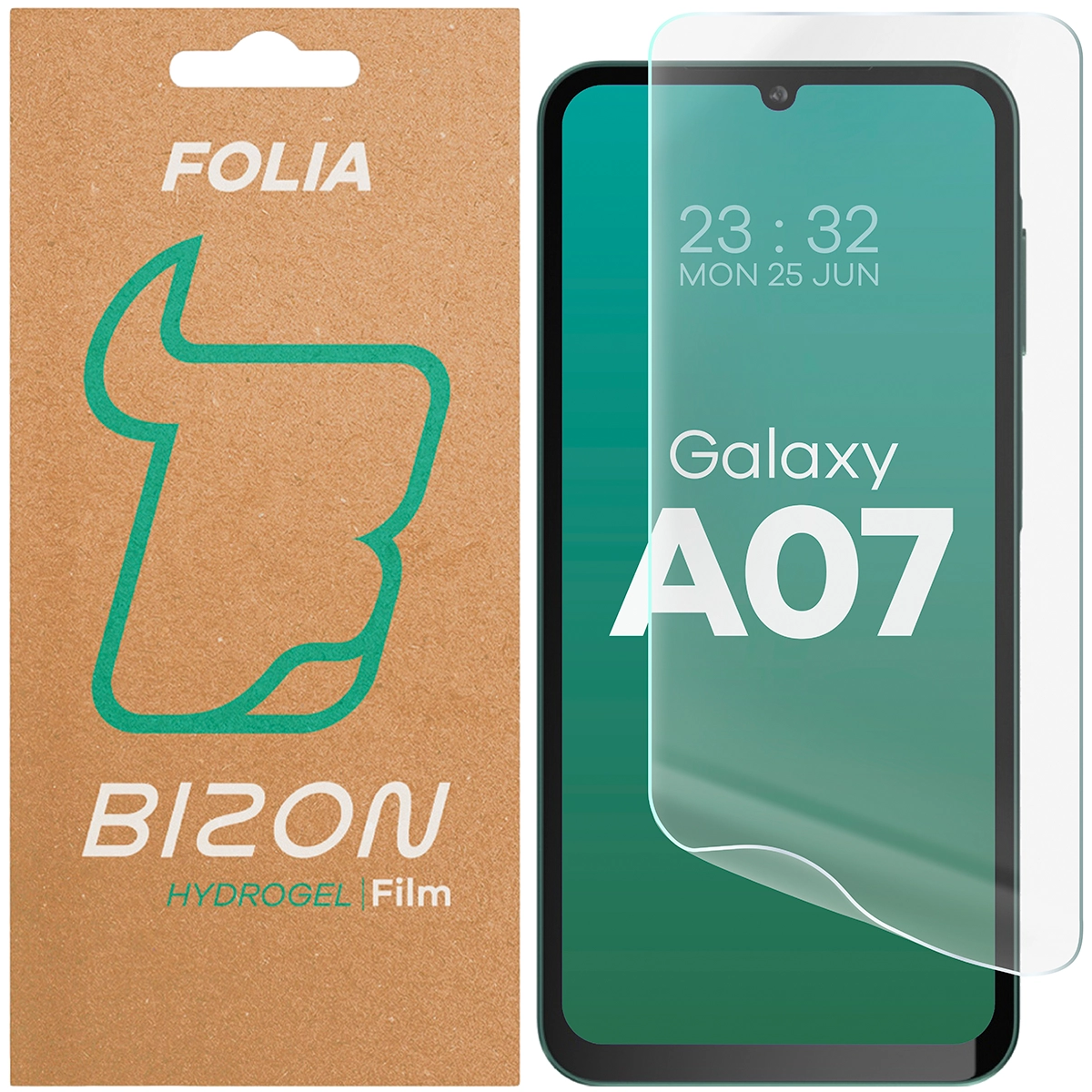 Pudełko i folia hydrożelowa na ekran Bizon Film Hydrogel Front do Samsung Galaxy A07 4G / 5G