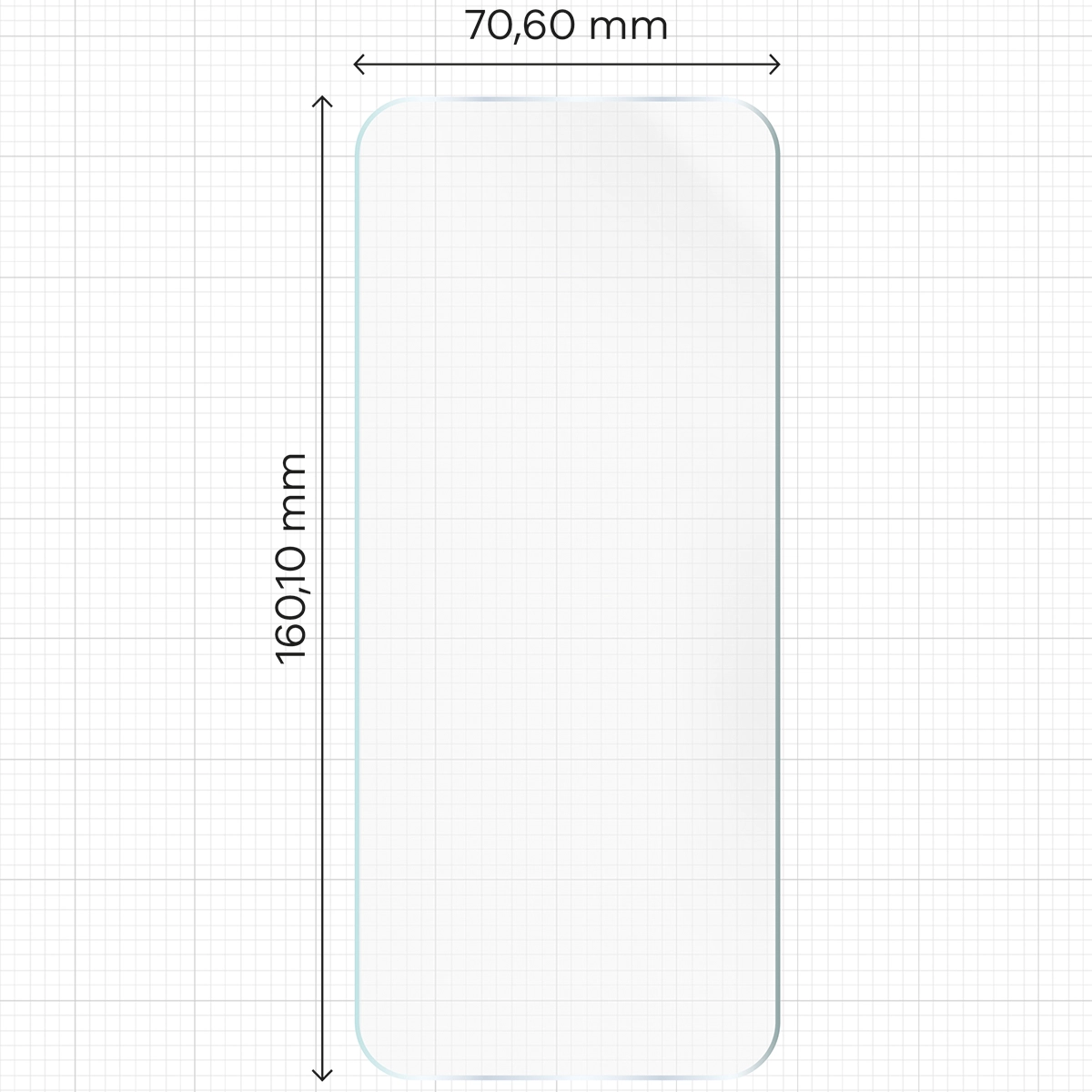 Miarka z wymiarami folii hydrożelowej Bizon Film Hydrogel Front do Samsung Galaxy A07 4G / 5G