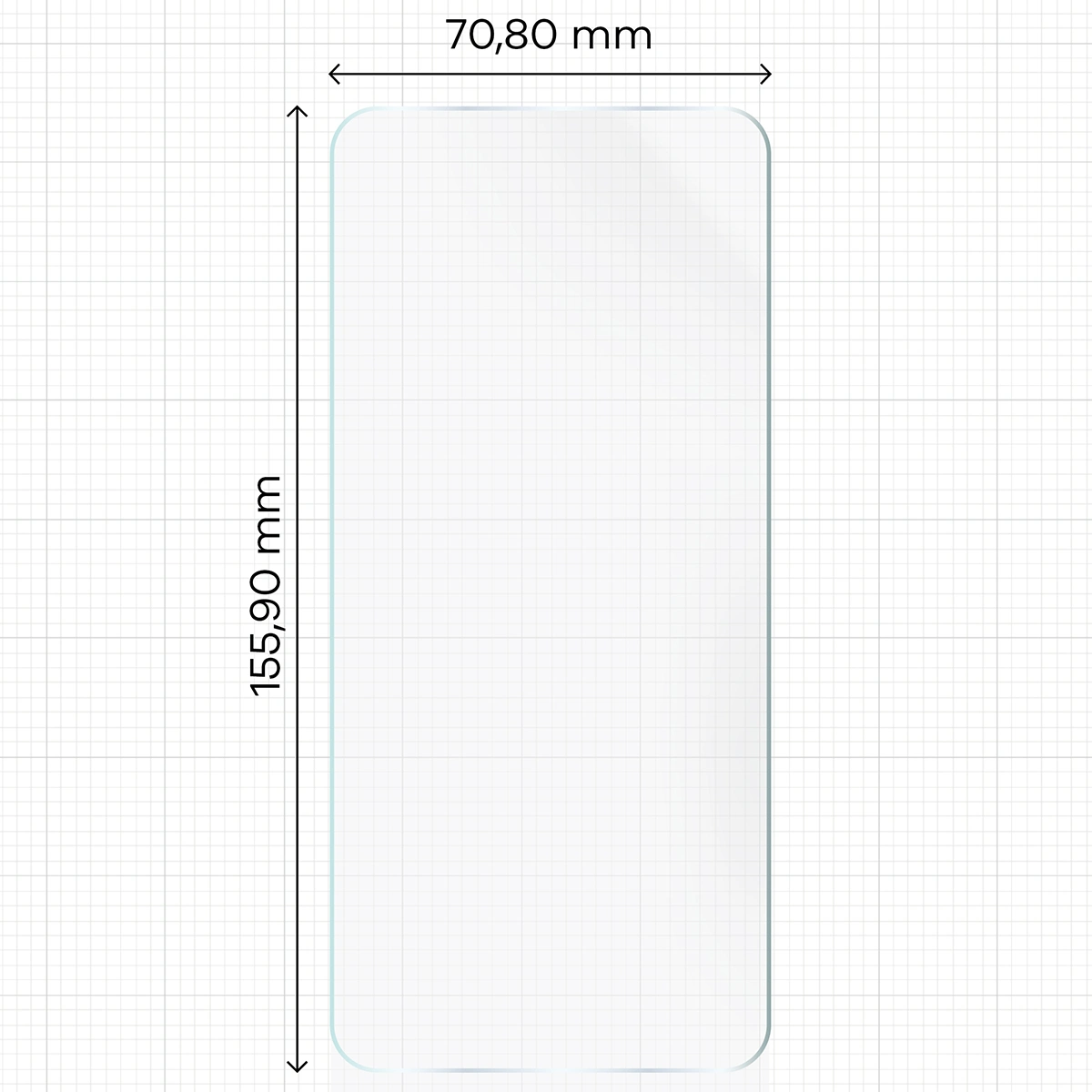 Miarka z wymiarami folii hydrożelowej Bizon Film Hydrogel Front do Samsung Galaxy A15 4G/5G / Galaxy A25 5G / Galaxy M15 5G