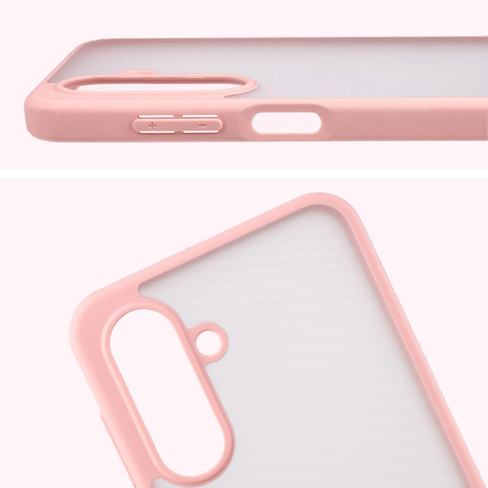 Pełne wycięcie i podwyższone krawędzie aparatu w etui Bizon Case Angelo do Samsung Galaxy A17 5G